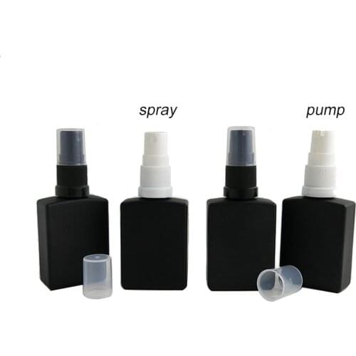 Empty Matte Black Square Press Pump Spray Bottle eliquid Perfume Container 30ml 1OZ Travel Sprayer bottle 20pcs
