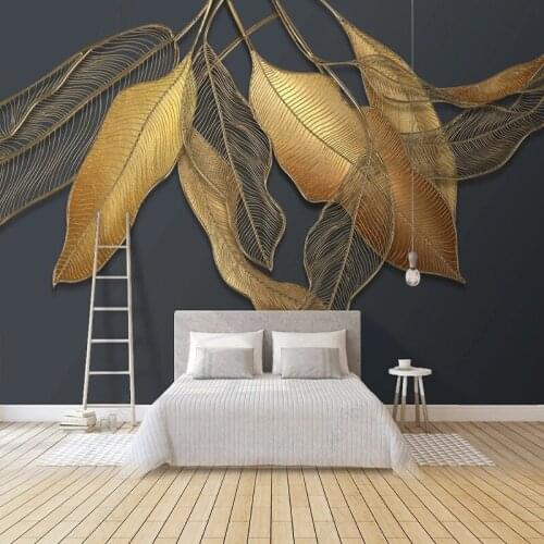 Modern Light Luxury Abstract Plant Flower Big Leaf Photo Mural Living Room Bedroom Background decor Art 3D Painting Wallpaper