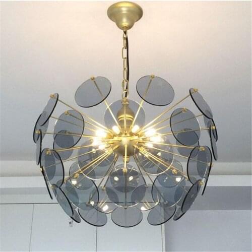 Modern luxury LED chandelier light golden glass creative art lamp nordic simple restaurant American style bedroom chandelier