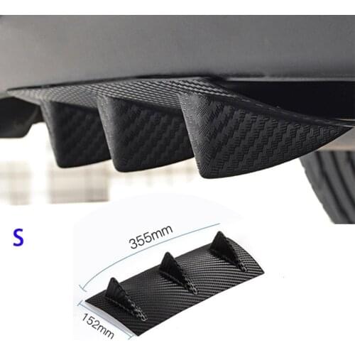 New 3 Fin Universal Car Tail Wing Lower Rear Body Shark Bumper Lip Diffuser ABS Spoiler Trim Cover Carbonlook