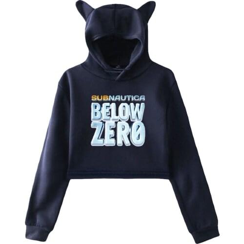 Subnautica Below Zero spring Kawaii cat ear cotton hoodie casual all-match pullover comfortable short sexy hoodie tops