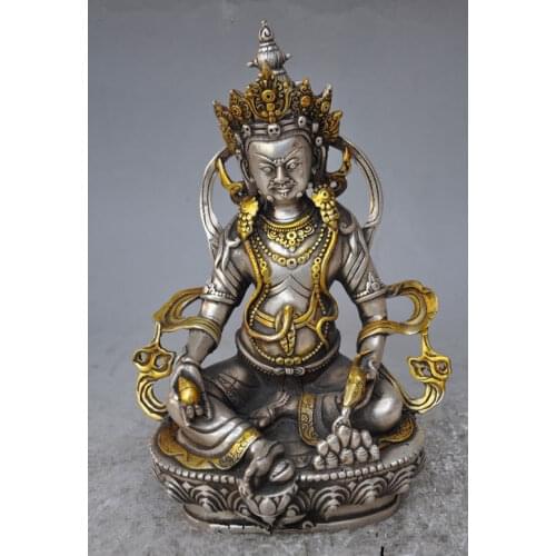 Vintage home decoration Tibet Silver Copper Gilt Tibetan Buddhism Statue -- White Tara Buddha metal handicraft
