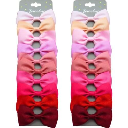 20PCS/SET With Card Pink Solid Boutique Grosgrain Ribbon Girl Bow Hair Clip Bow Hair Accessories Creativity Hairpin Headwear NEW