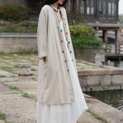 Johnature Women Chinese Style Shirts And Tops Long Sleeve Cotton Linen Blouses 2021 Spring New Vintage Button Female Shirts