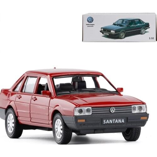 1:32 Die Cast Model Cars Electric Flashing Pull back scale automobile Alloy Vehicle gld3 Coche Children Toys Santana