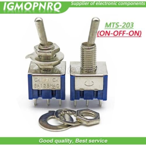 10PCS MTS-203 DPDT Switch 6A 125V AC 6-Pin ON-OFF-ON Mini Toggle Switches 31*13*12mm For Switching Lights Motors IGMOPNRQ
