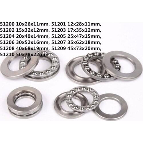 2PCS 51200 51201 51202 51203 51204 51205 51206 51207 51208 51209 51210 3-in-1 Plane Axial Ball Thrust Bearing Ball Bearings
