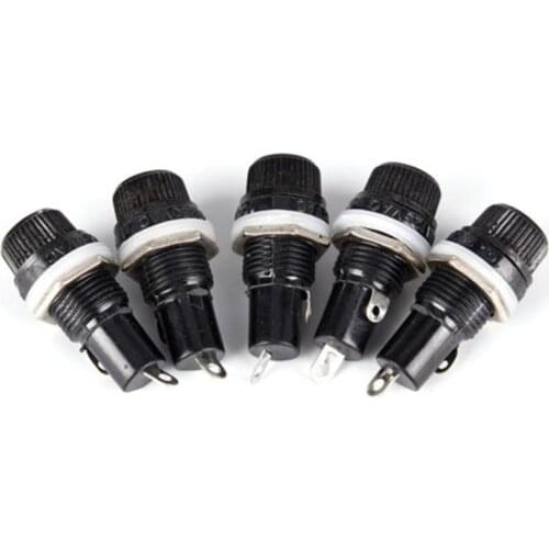 2Pcs Fuse Holder+10Pcs 5*20mm/6*30mm Glass Fuse Electrical Panel Fuse Holder Socket Insurance Tube Socket