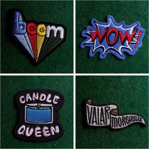 2pcs/lot Cartoon Letter Embroidery Iron on Patches for Clothing Red Stickers Appliques on Clothes Badges Embroideried Patch Diy