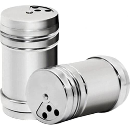 2Pcs Pepper Shakers Mirror Polishing Rust-proof Stainless Steel Seasoning Spice Dispenser Shaker for Home