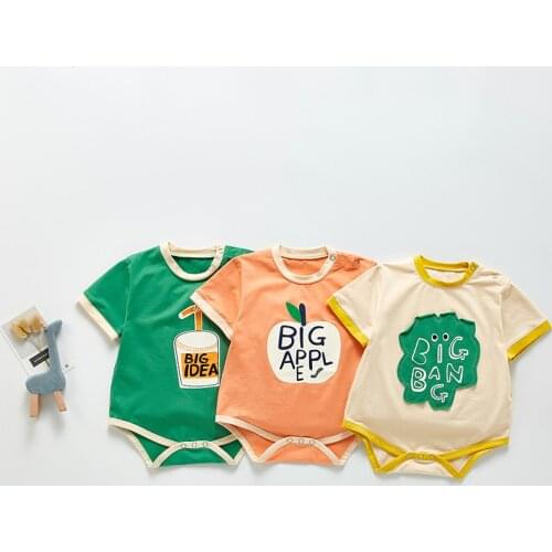 2021 Fashion Summer Clothing Infant Baby Cotton Rompers Outfits Cute Cartoon Print Short Sleeve Jumpsuit Toddler Kids Casual Cos