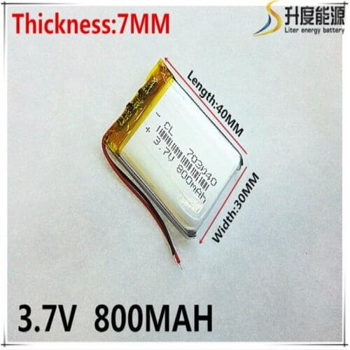 3.7V 800mAh 703040 Lithium Polymer Li-Po li ion Rechargeable Battery cells For Mp3 MP4 MP5 GPS mobile bluetooth