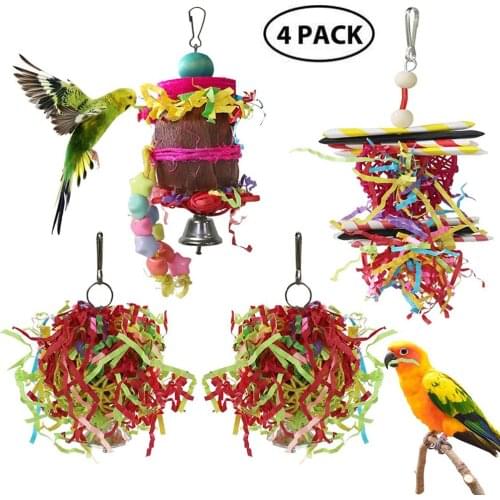 4pcs Parrot Bird Toy Small Parrot Chewing Toys Parrot Cage Foraging Hanging Toy Parrot Bird Toy Christmas Xmas New Year For Home