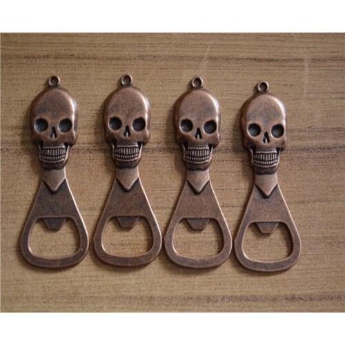 50pcs/lot Creative Zinc Alloy Retro Skull Beer Bottle Opener Kitchen Gadgets Bar Tools keyring Opener