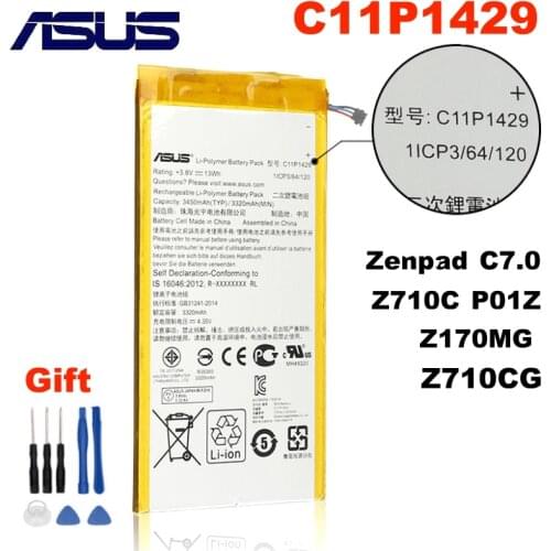 ASUS 3450mAh C11P1429 High Capacity Tablet PC Battery For ASUS Z710 Zenpad C7.0 Z710C P01Z P01Y Z170MG Z710CG Batteries