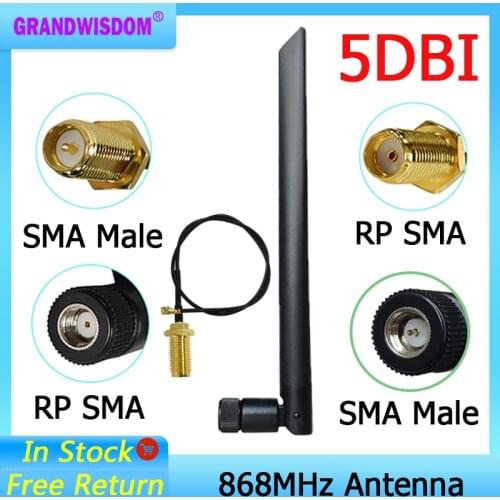 868MHz 915MHz Antenna lora pbx antena 5dbi RP-SMA Connector GSM 915 MHz 868 MHz antena antenne 21cm SMA Male /u.FL Pigtail Cable