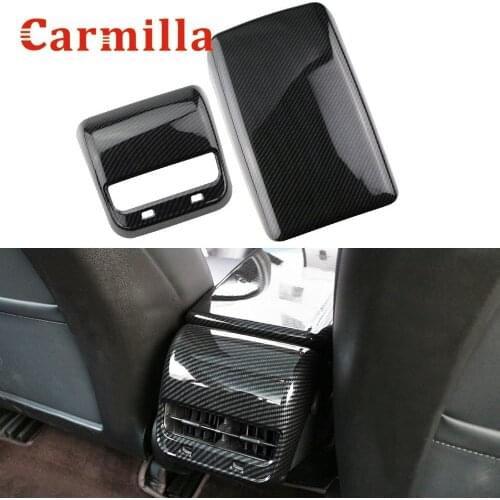 Auto Accessories For Tesla Model 3 2017-2020 Rear Armrest Box Cover Real Carbon Fiber Decorative Shape Interior Decoration