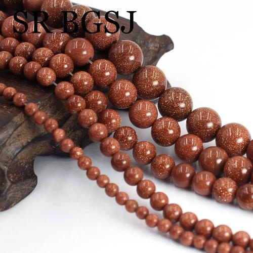Free Shipping 4 6 8 10 12mm Wholesale Round Gold Sand Jewelry Accessorie DIY Loose Handwork Beads 15"