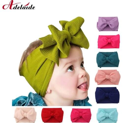 Large Double Layer Hair Bow Headband For Girls 2020 Hot Sale Elastic Hair Bands Kids Solid Turban Head Wrap Hair Accessories