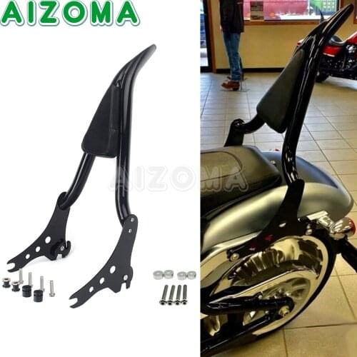 Black Detachable Sissy Bar Rack Backrest + Docking Hardware Mount Kit For Harley Deluxe Softail Slim Street Bob FLSL FXBB 18-21