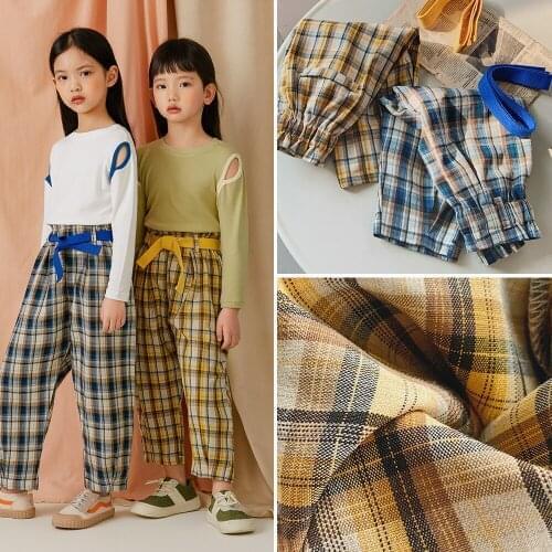 Kids Trousers 2-9 Years Baby Girls Plaid Pants 2021 Spring New Kids Girls Casual Loose Fashion Pants Baby High Waist Plaid Pants