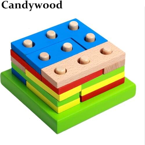 Baby Wooden Toys Montessori Education Toys Geometry Intelligence Board Teaching Leaning Match Toys For Children