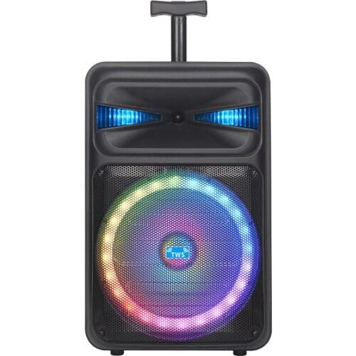 Outdoor 12 Inch Pull Rod Portable Bluetooth Speaker Colorful RGB High Power 50W Subwoofer TWS Stereo Home Theater Music Speaker