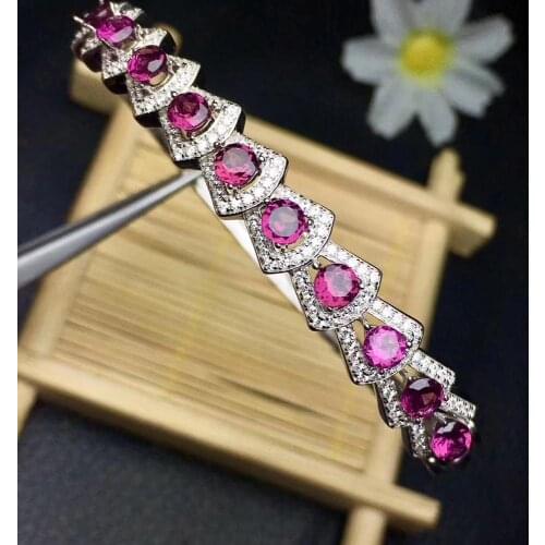 Elegant Engagement Gift Best Quality 100% Natural and Real Garnet Bangle 925 sterling silver Garnet Bangle