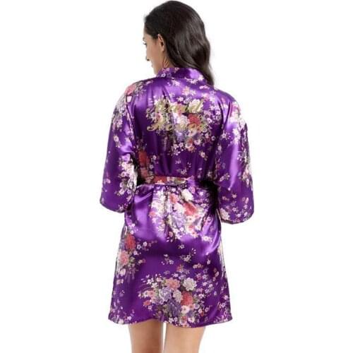Print "Maid of Honour" Bridesmaid Dressing Kimono Bathrobe Robe Gown Sexy Cardigan Floral Nightgown Short Women Home Dress