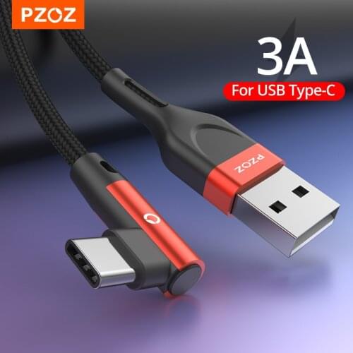 PZOZ 90 degree Cable usb Type c Micro usb Type C Fast Charging Microusb Type-C Charger for xiaomi redmi note 9s 8 pro usb-c data