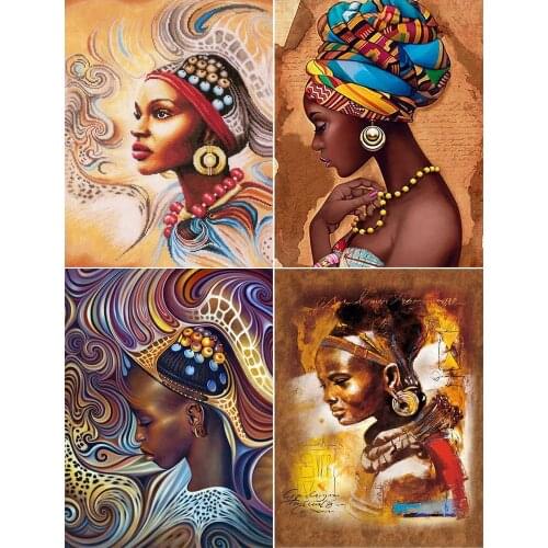 South African Girl Side Face Portrait 5D DIY Diamond Painting Art Square/Round Diamond Painting Embroidery Kit Home Decoration