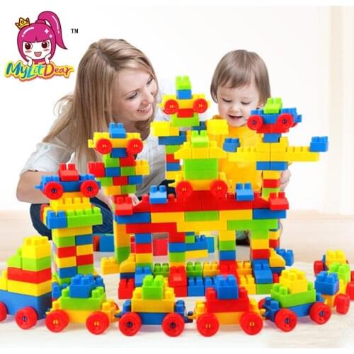 MylitDear 90-130Pcs Plastic Building Bricks Set City DIY Creative Brick Toys For Children 3D DIY Educational Bricks Toys