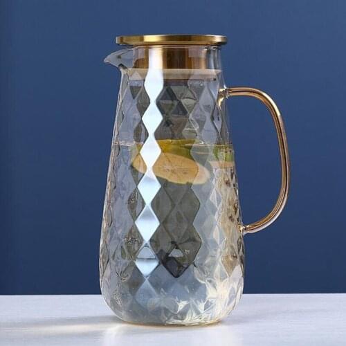 54Oz Glass Pitcher with Lid Iced Tea Pitcher Water Jug Hot Cold Water Ice Tea Wine Coffee Milk and Juice Beverage