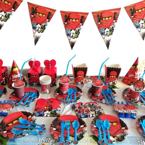 51pcs Legao Ninjagoing Kid Birthday Party Decoration Cup Plate Napkin Festival Party Supplies Party Banner Disposable Tablecloth