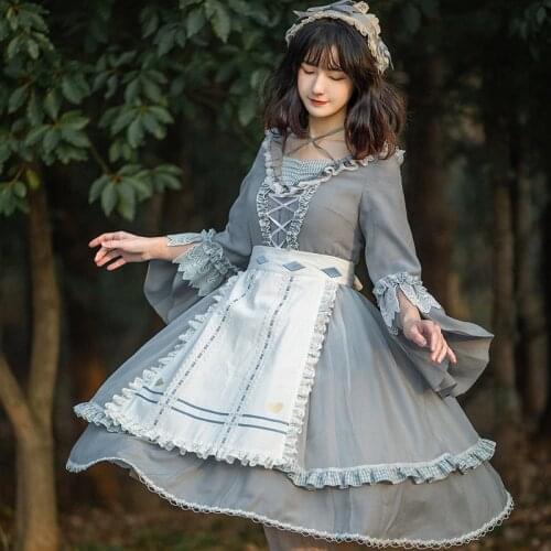 Sweet princess lolita dress vintage lace bowknot peter pan collar high waist victorian dress kawaii girl gothic lolita op loli