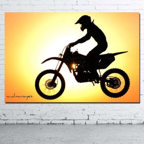 Motorcycle Canvas Painting Posters and Prints Sports Motocross Silhouette Wall Picture Canvas Art For Home Decor
