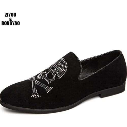 2019 New Hot Drilling Men Loafers Shoes Leisure Flat Shoes Spring Autumn Fashion Mens Comfortable Non-slip Leather Shoes