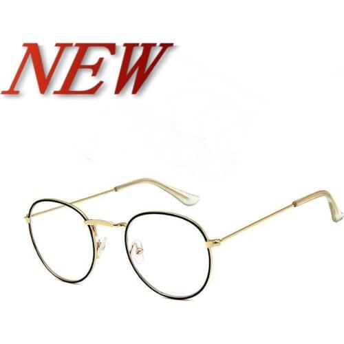 New girl Classic Vintage Glasses Frame Round Lens Flat Myopia Optical Mirror Simple Metal Eyeglasses Women/Men Glasses Frame