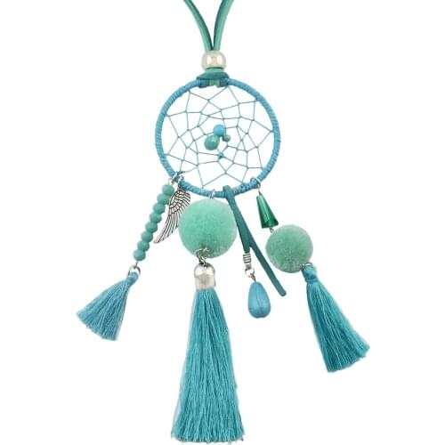 Bohemian Style Dream Catcher Net Pompon Ball Thread Tassel Statement Necklace For Women Engagement Gift