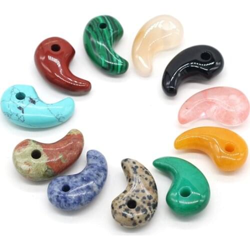 Natural Stone Pendants Comma Shape Agates Crystals Turquoises Jades Opal Stone Charms for Jewelry Making Necklace Bracelet