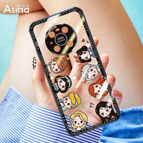 ASINA HD Transparent Tempered Glass Case For Huawei Mate 40 Pro Cartoon Cover For Huawei Mate 30 20 Pro 20X Capa Funda Princess