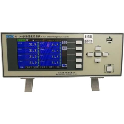 PZ1008P/PZ1016P/PZ1024P/PZ1032P Temperature Data Recorder Multichannel Data Logger with Curve and Column Chart