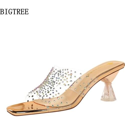 Crystal Slippers Women Summer 2021 High Heels Ladies Slippers Heels Women Pumps Woman Slippers Zapatos Transparentes De Mujer