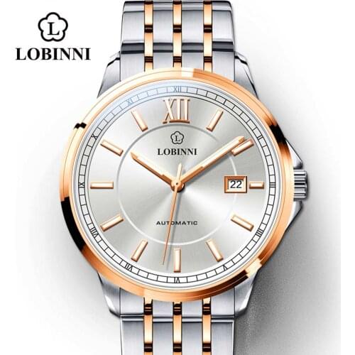 Switzerland Lobinni Mechanical Watch Men Stainless Steel Automatic Mens Watch Luxury Brand relógios masculino Business 9003