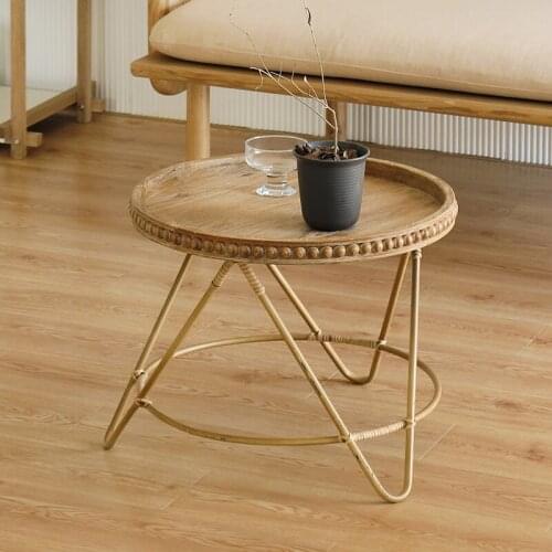 Tray table Modern minimalist rattan round three-legged coffee table storage round small side table