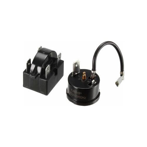 Refrigerator PTC Starter Relay 15 Ohm 4 Pin + Compressor Overload Protector 1/6HP