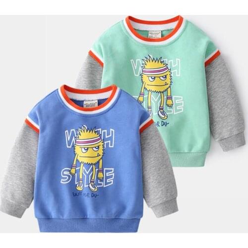 Boy Clothes Hoody Top Baseball Costume With Cartoon Print Sweatshirts Childrens School Jersey For Spring