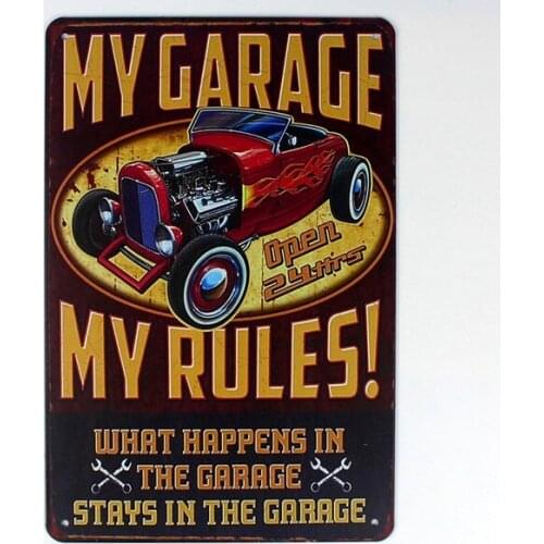 My garage my rules metal Tin Sign 20*30 cm sticker Decor Bar Pub Home Vintage Retro Poster comic sticker