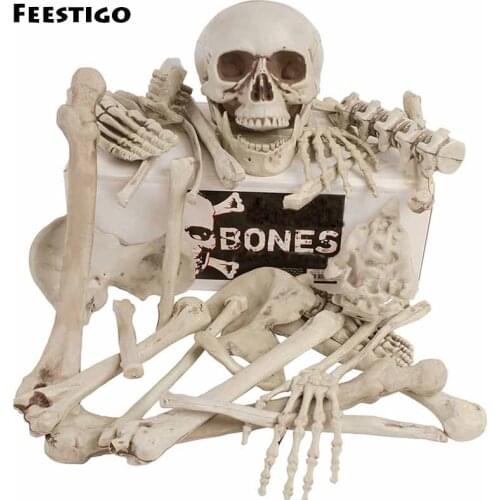 FEESTIGO 28PCS Halloween Haunted House Decorations Skeleton Bones Bag Escape Horror Props Outdoor Graveyard Decorations