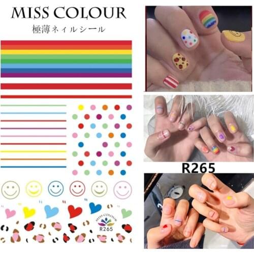 Spring Summer Rainbow Small Fresh Cute Flower Nail Sticker Net Red Waterproof Long-lasting Nail Sticker Tear Multifunction